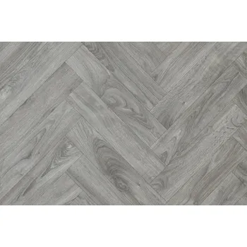 PVC PODLAHA NA FILCU VZHLED PARKET ŠÍŘE 1m ŠEDÝ VZOR RYBÍ KOSTI NA FILCU SMARTEX