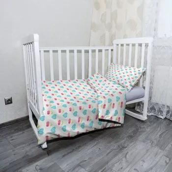 Povlečení Sablio Mikroplyšové povlečení do dětské postýlky Třešně a srdce - 100x135 / 40x60