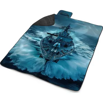 deka Sablio Plážová deka Válečná loď prorážející oceán: 200x140 cm