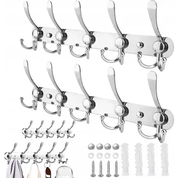 Věšák 2 KOVOVÉ VĚŠÁKY NA ZEĎ 5x HÁČEK NA OBLEČENÍ ZE ZINKOVÉ SLITINY - Dárky