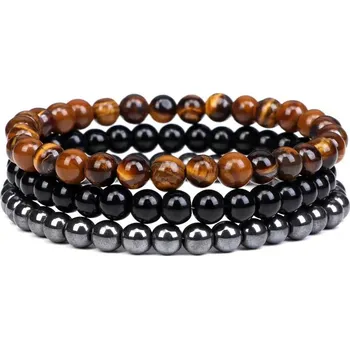 Náramek 3 ks Přírodní sada korálkových náramků | šperky - Sada č. 8 , Korálek 4mm , 21cm