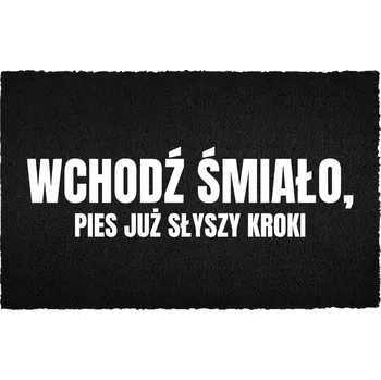 Rohožka VCHODOVÁ ROHOŽKA 40X60CM ČERNÁ KOKOSOVÁ S VTIPEM PES SLYŠÍ KROKY