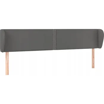 Čelo postele s ušima, šedé, 203x23x78/88 cm, umělá kůže