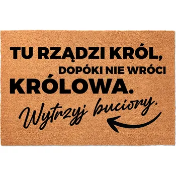 Rohožka KOKOSOVÁ VSTUPNÍ ROHOŽKA 40X60 KE DVEŘÍM VTIPNÁ ZÁBAVNÁ TADY VLÁDNE KRÁL