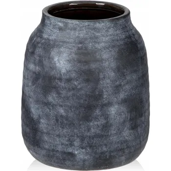Váza KERAMICKÁ VÁZA RUSTIKÁLNÍ na květiny černá nízká velká