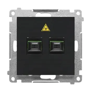 Elektrická zásuvka Simon 55 OPTICKÁ ZÁSUVKA PRO OPTICKÉ VLÁKNO DVOJITÁ ČERNÁ MATNÁ