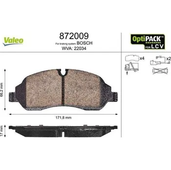Brzdová destička Sada brzdových destiček, kotoučová brzda Tourneo/Transit Valeo, , ,