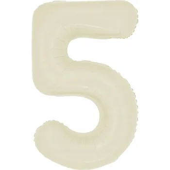 Balónek Fóliový balónek ve tvaru číslice 5, krémový, 100 cm