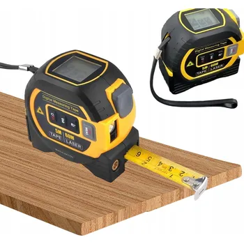Měřící laser LASEROVÝ DÁLKOMĚR 60M 3v1 SVINUOVACÍ METR 5M KŘÍŽOVÝ LASER LCD