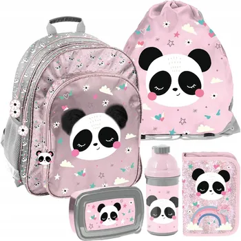 Školní batoh Školní batoh pro dívky, školní aktovka, 1-3. třída sada Panda s pandou