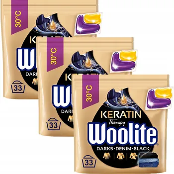 Kapsle na praní WOOLITE Gelové KAPSLE na praní černého prádla s keratinem 3 x 33 = 99 KUSŮ