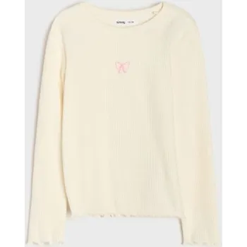 Dívčí oblečení Sinsay - Tričko z žebrovaného úpletu - krémová - 798AV-01X - 798AV-01X-98