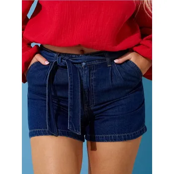 Sinsay - Džínové kraťasy s&nbsp;páskem - námořnická modrá - 754DB-59J - 754DB-59J-34