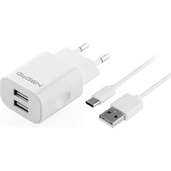 GoGEN ACH 205 C, 2x USB 2A, 10W + USB-C kabel 1m (ACH205CW) bílá