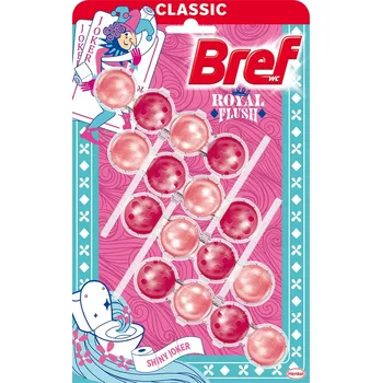 WC čistič WC závěska 4 x 50g Bref Classic Royal Flush - Shiny Joker