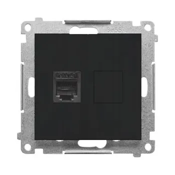 Elektrická zásuvka Simon 55 Telefonní zásuvka jednoduchá RJ12 Černá matná TF1.01/149 KONTAKT