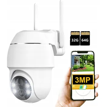 Bezpečnostní kamera 3MPx VENKOVNÍ OTOČNÁ KAMERA 2K IP WiFi DETEKCE ALARMU + Paměťová karta