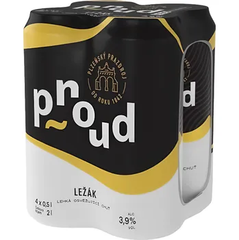 Pivo Proud ležák světlý 4×0,5 l plech