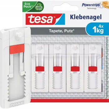 Věšák Samolepicí hřebíky háček , nastavitelné, na tapety/omítku, nosnost 1 kg, 4 ks TESA