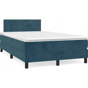 Postel Kontinentální postel s čalouněným sametovým čelem, tmavě modrá, 203x120x78/8 cm