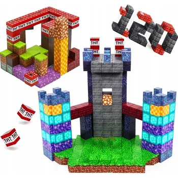 ostatní stavebnice KLOCKI MAGNETYCZNE DLA DZIECI SZEŚCIANY 180 DÍLKŮ MINECRAFT VELKÁ SADA