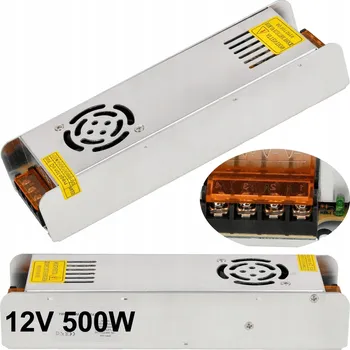LED páska Montážní napájecí zdroj SLIM LED 12V 500W 41,67A IP20 transformátor pro LED pásky COB