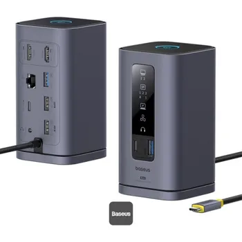 Baseus Dokovací stanice Spacemate 10v1 (USB-C PD 100W, USB-C, 2x USB-A, 2x HDMI) šedá