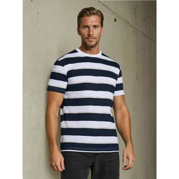 Oblečení a móda Sinsay - Bavlněné tričko s pruhy - námořnická modrá - 294HL-59X - 294HL-59X-2XL