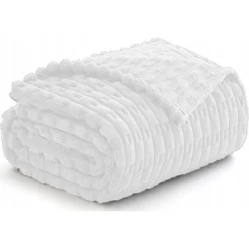 deka PROUŽKOVANÁ DEKA "BÍLÁ" PŘEHOZ Z MIKROVLÁKNA NA POSTEL 200x220 TEPLÁ SILNÁ