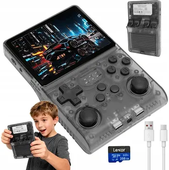 Herní konzole R40s RETRO HERNÍ KONZOLE MINI PŘENOSNÁ KONZOLE S Linnux, 256GB ČERNÁ