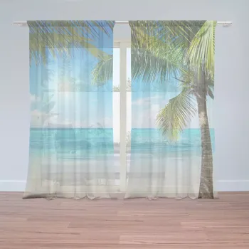 Záclona Sablio Záclony Pláž s palmami: 2 ks - 150x250 cm - Sablio