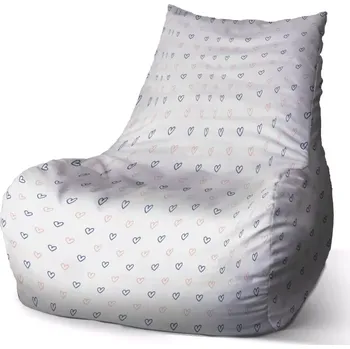 Sedací pytel Sedací vak Bean Srdíčka na bílé - Sablio - 60 x 70 x 70 cm