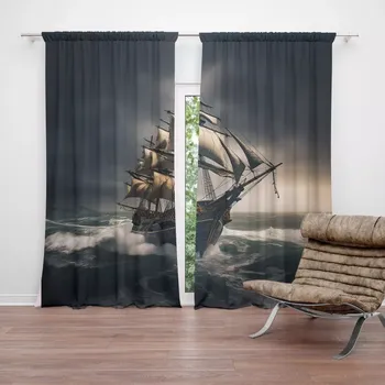 Závěs Sablio Závěsy Plachetnice v rozbouřených vodách: 2ks 140x250cm