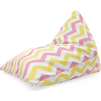 Sedací pytel Sablio Sedací vak Triangl Růžové a žluté klikyháky: 120 x 100 x 100 cm - Sablio