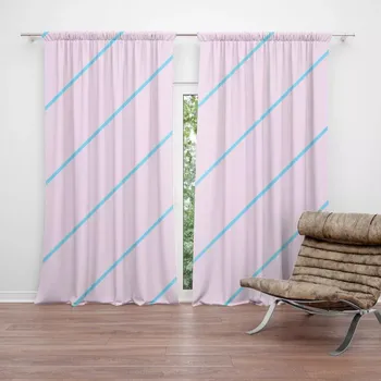 Závěs Sablio Závěsy Modré pruhy na růžové: 2 ks - 140x250 cm - Sablio