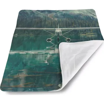 Dětská deka Sablio Dětská deka pro miminko Hydroplán na horském jezeře - 80x100 cm