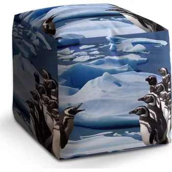 Taburet Sablio Taburet Kostka Tučňáci: 40x40x40 cm - Sablio