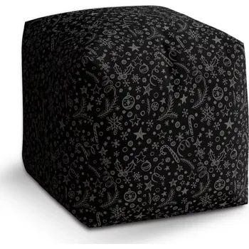 Taburet Sablio Taburet Cube Vánoce na černé: 40x40x40 cm