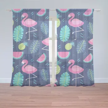 Záclona Sablio Záclony Růžoví plameňáci: 2 ks - 150x250 cm - Sablio