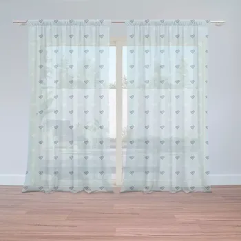 Záclona Sablio Záclony Srdce na modré: 2 ks - 150x250 cm - Sablio