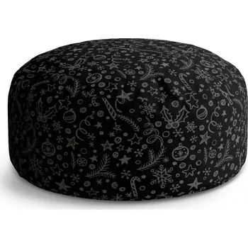 Taburet Sablio Taburet Circle Vánoce na černé: 38x48 cm