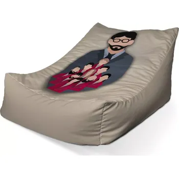 Sedací pytel Sablio Sedací vak Lounge Money heist Profesor a jeho tým Béžová - 120 x 100 x 80 cm