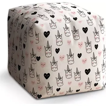 Taburet Sablio Taburet Kostka Hlava jednorožce: 40x40x40 cm - Sablio