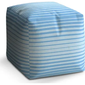 Taburet Sablio Taburet Kostka Světle modré pruhy: 40x40x40 cm - Sablio