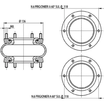 Vlnovec, vzduchové odpružení PN. T279/C různé aplikace Gart
