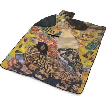 deka Sablio Plážová deka Dáma s vějířem - Gustav Klimt: 200x140 cm