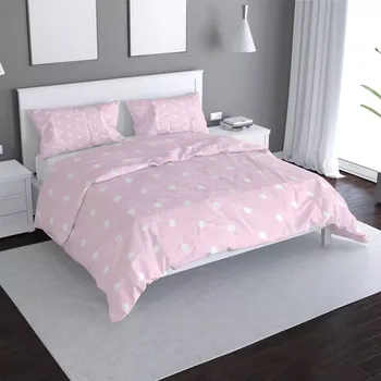 Povlečení Saténové povlečení Bílé puntíky na růžové - Sablio - 140x200 / 90x70