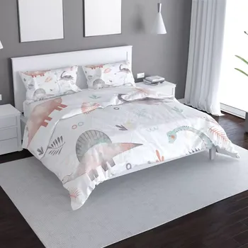 Povlečení Saténové povlečení Malovaní dinosauři - Sablio - 140x200 / 90x70