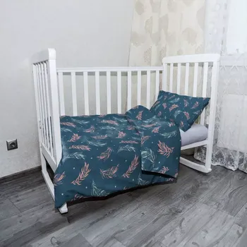 Povlečení Sablio Mikroplyšové povlečení do dětské postýlky Barevná peříčka - 100x135 / 40x60