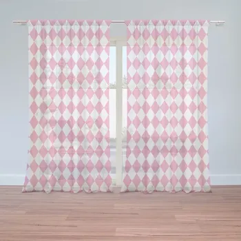 Záclona Sablio Záclony Růžovobílé kosočtverce: 2 ks - 150x250 cm - Sablio